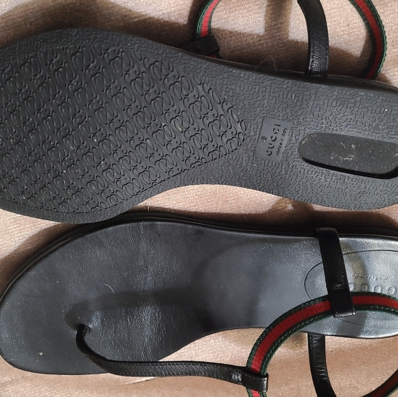 Gucci Black Thong Wimbledon Ankle Strap Web Sandal - Picture 4 of 4